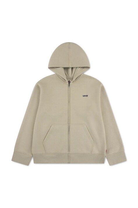 Levi's bluza rozpinana z kapturem dziecięca z bawełną ESSENTIAL HOODIE beżowa 9ER729