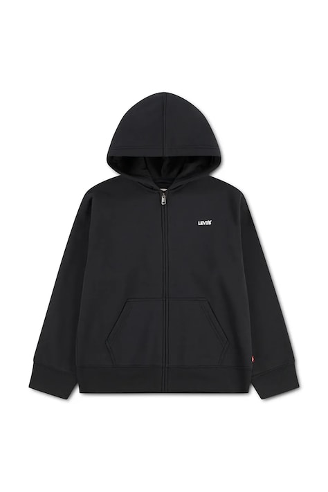 Levi's bluza rozpinana z kapturem dziecięca z bawełną ESSENTIAL HOODIE czarna 9ER729