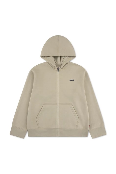 Levi's bluza rozpinana z kapturem dziecięca z bawełną ESSENTIAL HOODIE beżowa 8ER729