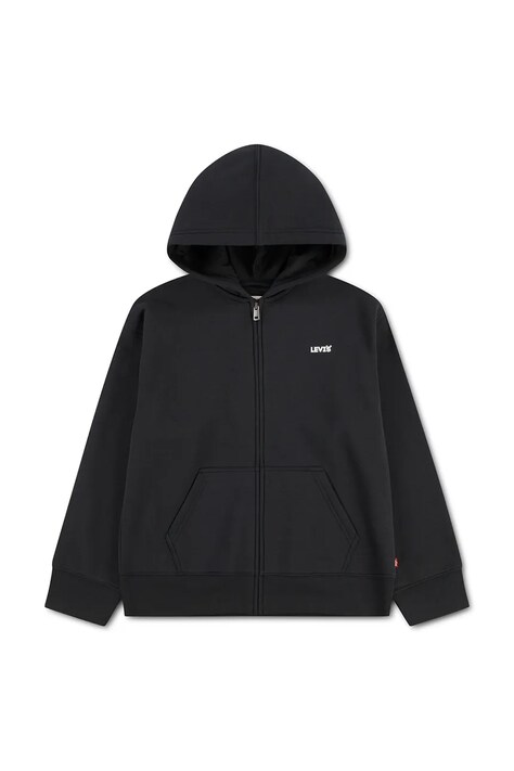 Levi's bluza rozpinana z kapturem dziecięca z bawełną ESSENTIAL HOODIE czarna 8ER729