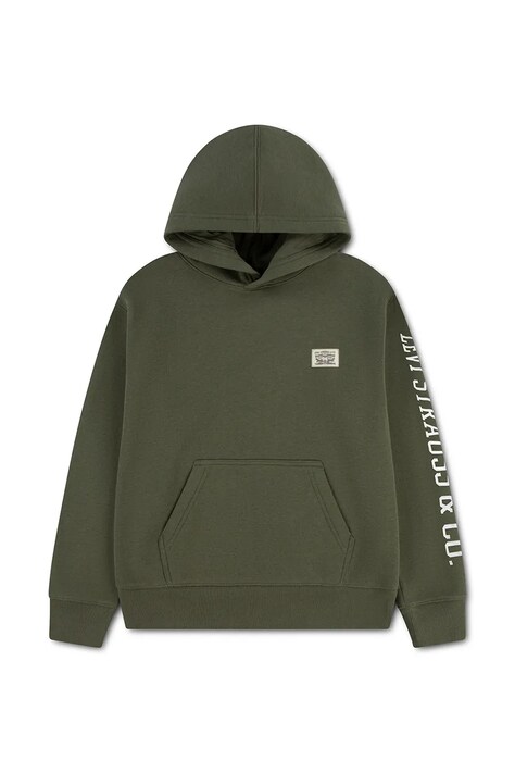 Levi's bluza dziecięca z bawełną SLEEVE HIT HOODIE zielona 8EL152