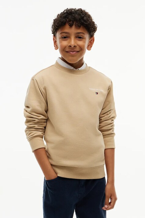 Tommy Hilfiger Bluza dziecięca bawełniana brązowa KB0KB10766
