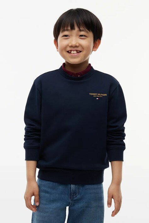 Tommy Hilfiger bluza dziecięca bawełniana granatowa KB0KB10766