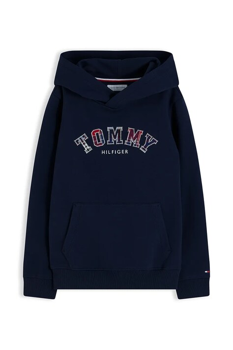Tommy Hilfiger Bluza z kapturem dziecięca bawełniana z elastanem granatowa KB0KB10638