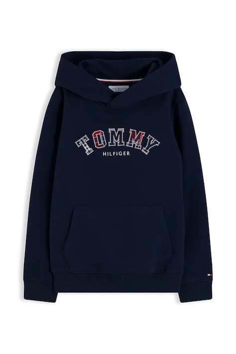 Tommy Hilfiger Bluza z kapturem dziecięca bawełniana z elastanem granatowa KB0KB10638