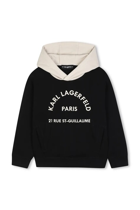 Karl Lagerfeld Кофта с капюшоном для детей с хлопком чёрная Z31372