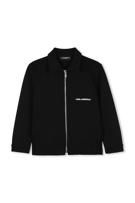 Karl Lagerfeld bluza rozpinana dziecięca z bawełną czarna Z31375