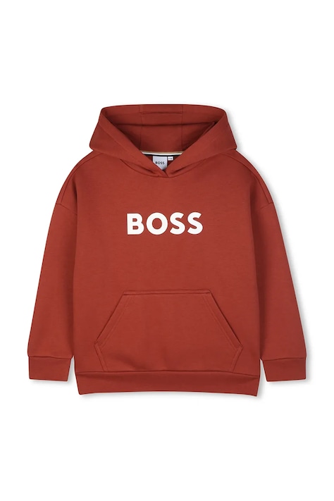BOSS Bluza z kapturem dziecięca z bawełną pomarańczowa J53396