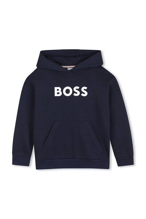 BOSS Mikina s kapucí dětská s bavlnou námořnická modrá J53396