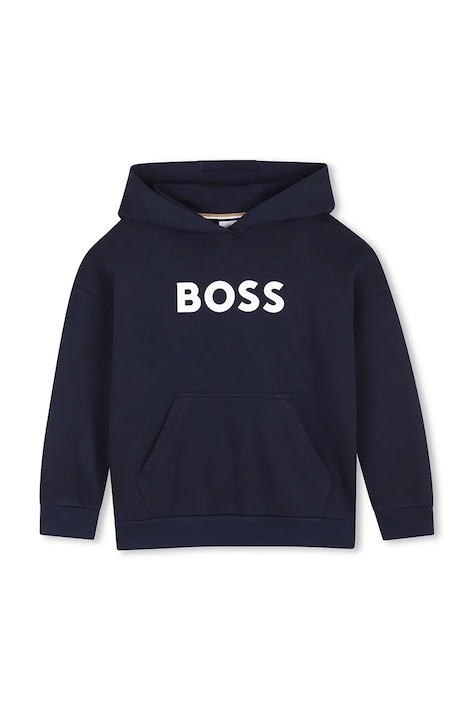 BOSS Mikina s kapucí dětská s bavlnou námořnická modrá J53396