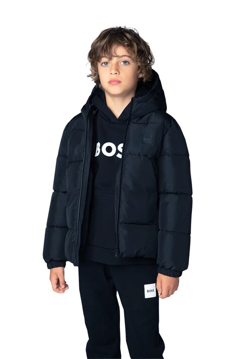 BOSS Bluza z kapturem dziecięca z bawełną czarna J53396