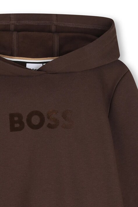 BOSS Кофта з капюшоном дитяча з бавовною коричнева J53400