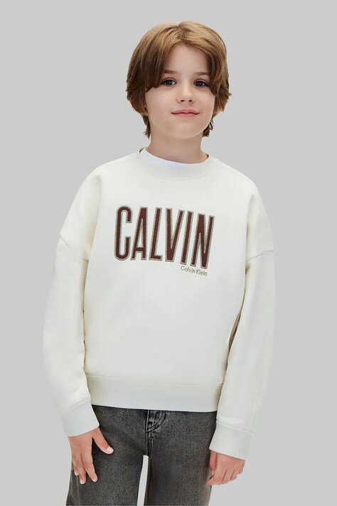 Calvin Klein Jeans bluza dziecięca z bawełną beżowa LVCKFJB31B
