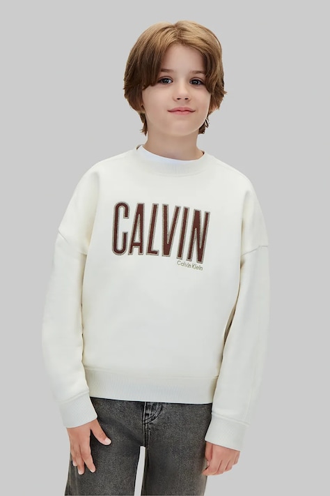 Calvin Klein Jeans bluza dziecięca z bawełną beżowa LVCKFJB31B