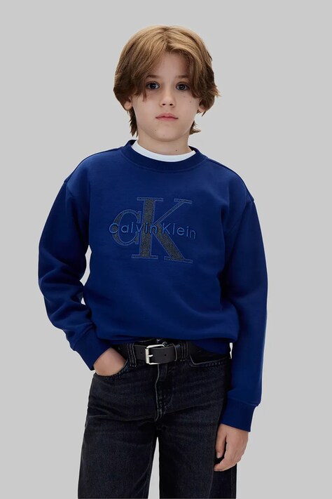 Calvin Klein Jeans Bluza dziecięca z bawełną niebieska LVCKFJB29B