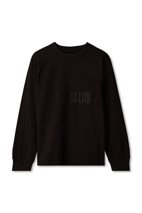 Calvin Klein Jeans Bluza dziecięca bawełniana czarna LVCKFJA27B