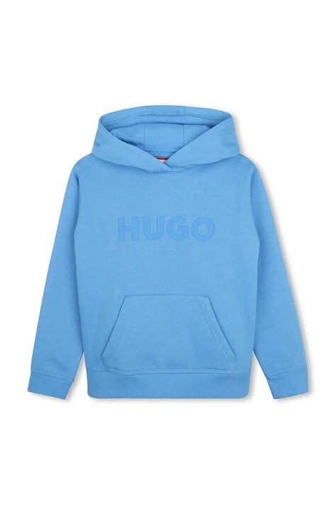 HUGO Bluza z kapturem dziecięca z bawełną niebieska G01231