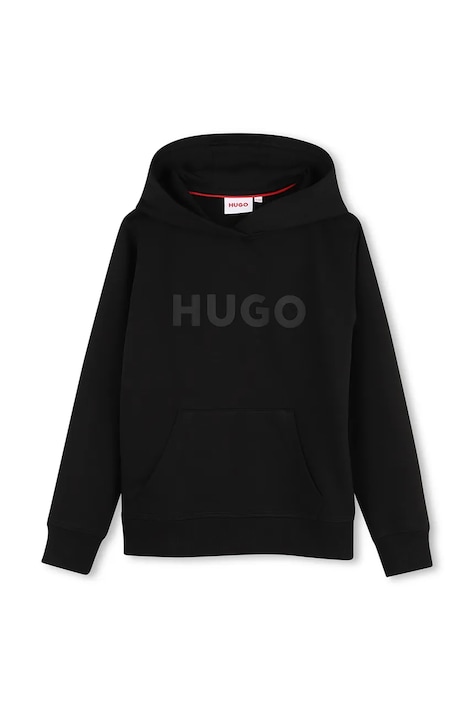 HUGO Mikina s kapucí dětská s bavlnou černá G01231