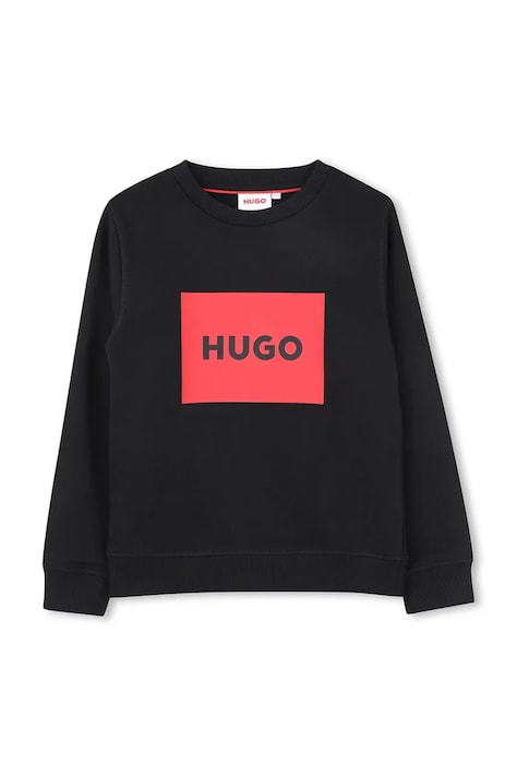 HUGO μπλούζα παιδική με βαμβάκι μαύρη G01184