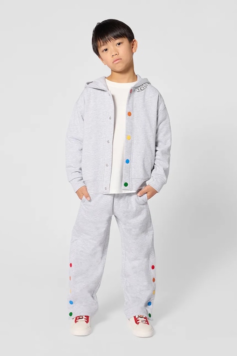 Kenzo bluza rozpinana z kapturem dziecięca bawełniana szara K61927
