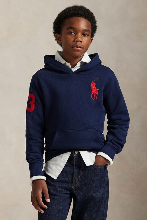 Polo Ralph Lauren μπλούζα με κουκούλα παιδική με βαμβάκι σκούρα μπλε 323979316005