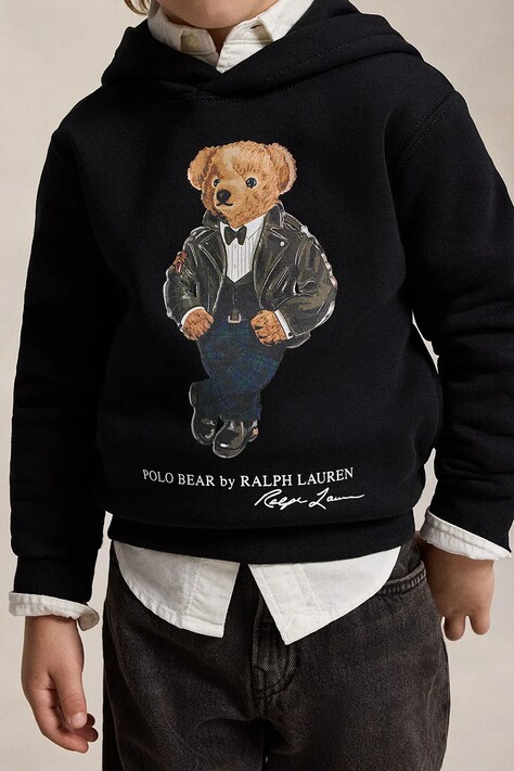 Polo Ralph Lauren Bluza z kapturem dziecięca z bawełną czarna 322B29158001