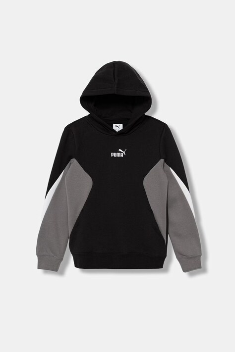 Puma bluza z kapturem dziecięca z bawełną ESS BLOCK Hoodie FL B czarna 694735