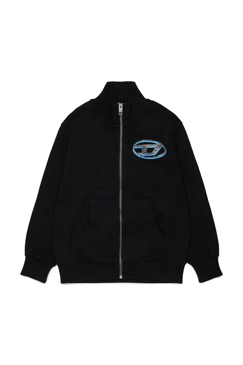 Diesel bluza rozpinana dziecięca bawełniana SVELLYZIP OVER SWEAT-SHIRT czarna J02966