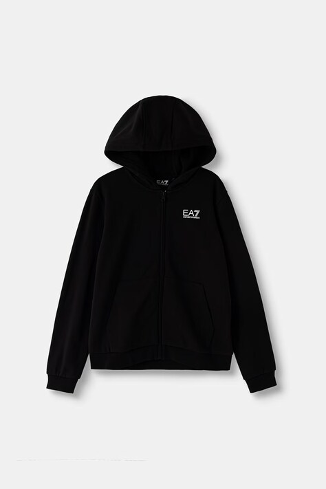 EA7 Emporio Armani кофта с капюшоном для детей с хлопком чёрная 7B000162 AF10368
