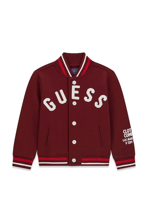 Guess bluza rozpinana dziecięca z bawełną bordowa N6YQ02 K4088