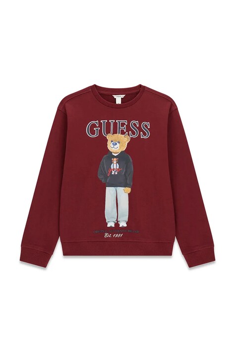 Guess bluza dziecięca bawełniana bordowa L6YQ07 K4049