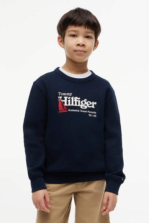 Tommy Hilfiger bluza dziecięca bawełniana granatowa KB0KB10506