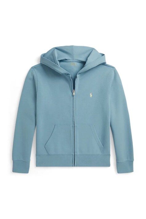 Polo Ralph Lauren dukserica na zakopčavanje sa kapuljačom za djecu s pamukom plava 323A95762002