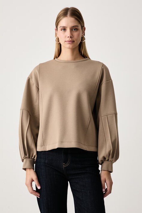 Haveone Bluza damska z bawełną brązowa FMI.R004