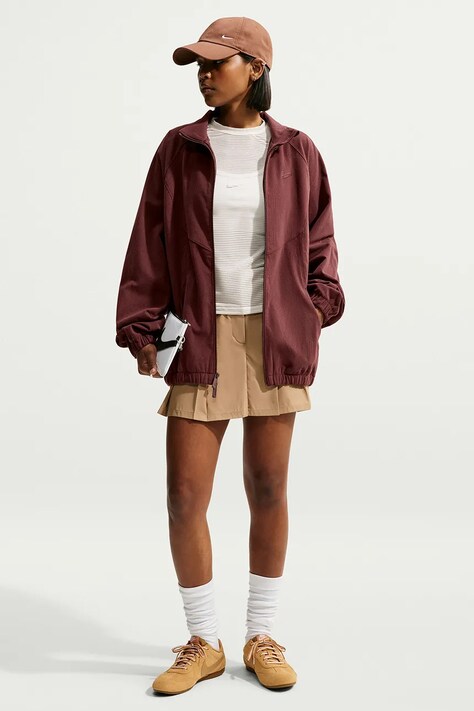 Nike Sportswear Kurtka oversize damska sztruksowa bordowa IM8444.658