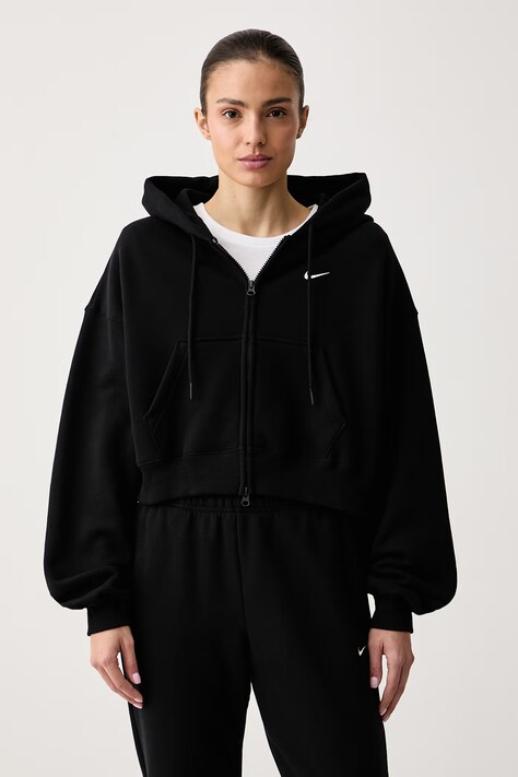 Nike Sportswear Rozepínací mikina s kapucí dámská s bavlnou Studio Fleece černá IM8499.001