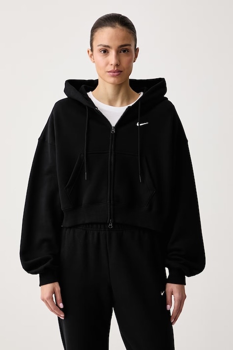 Nike Sportswear Bluza rozpinana z kapturem damska z bawełną Studio Fleece czarna IM8499.001