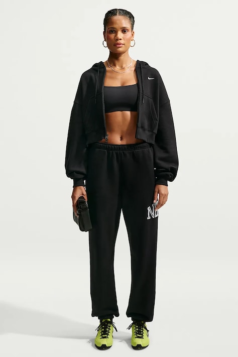 Nike Sportswear Bluza rozpinana z kapturem damska z bawełną Studio Fleece czarna IM8499.001
