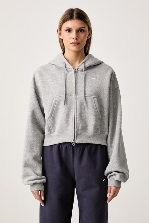 Nike Sportswear Dukserica na zakopčavanje sa kapuljačom ženska s pamukom Studio Fleece siva IM8499.063
