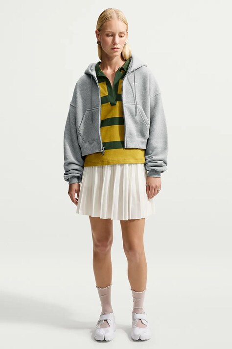 Nike Sportswear Bluza rozpinana z kapturem damska z bawełną Studio Fleece szara IM8499.063