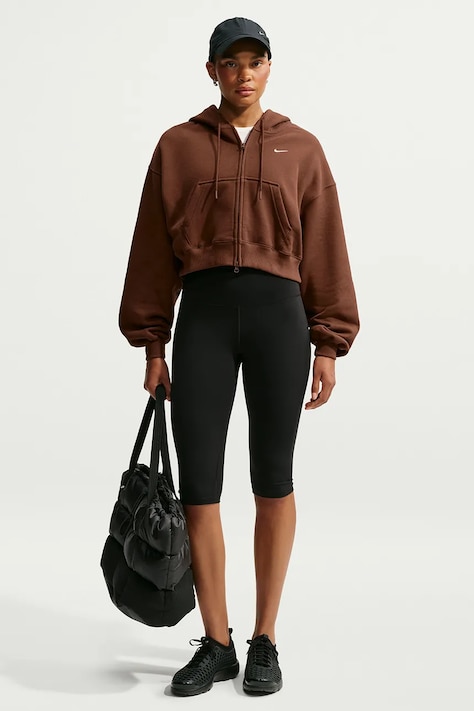 Nike Sportswear Bluza rozpinana z kapturem damska z bawełną Studio Fleece brązowa IM8499.259