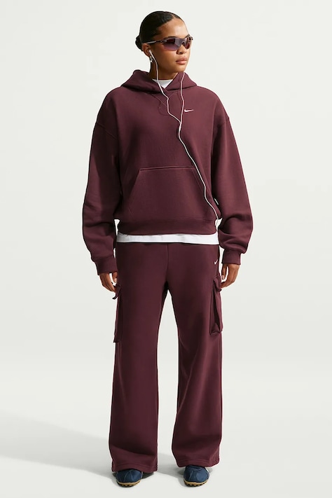 Nike Sportswear Bluza oversize damska z bawełną Studio Fleece brązowa IO2105.658
