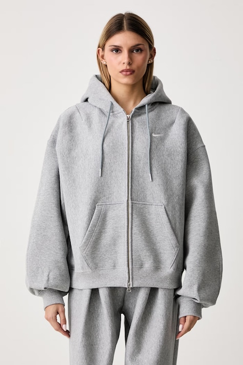 Nike Sportswear Dukserica na zakopčavanje sa kapuljačom ženska s pamukom Studio Fleece siva IQ6798.063