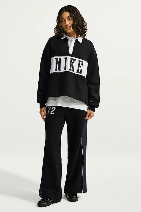 Nike Sportswear Longsleeve damski z bawełną Studio Fleece czarny IU1135.001