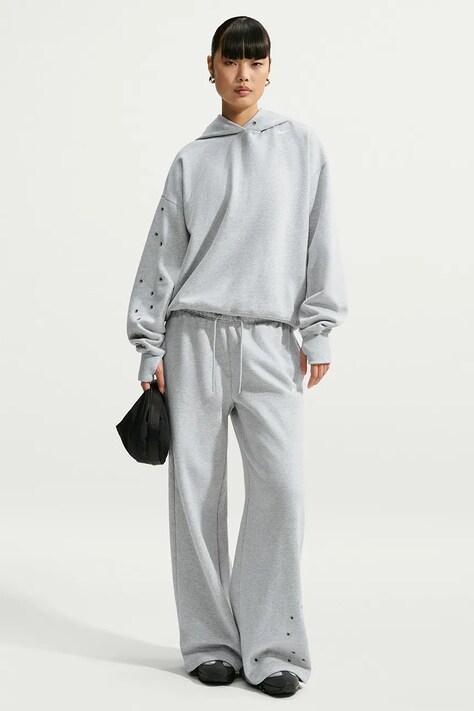 Nike Sportswear Bluza z kapturem damska z bawełną Studio Fleece szara IX7043.012