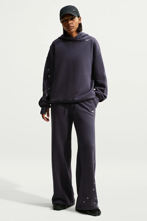 Nike Sportswear Μπλούζα με κουκούλα γυναικεία με βαμβάκι Studio Fleece γκρί IX7043.013