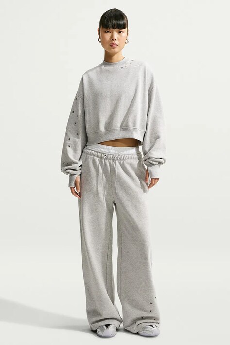 Nike Sportswear Bluza oversize damska z bawełną Studio Fleece szara IX7045.012