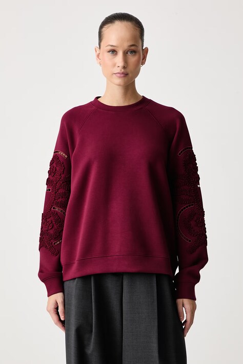 Lola Casademunt Bluza damska z wiskozą bordowa LF2611034