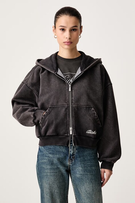 Dickies Bluza rozpinana z kapturem damska z bawełną szara DK0A89DIBLK1
