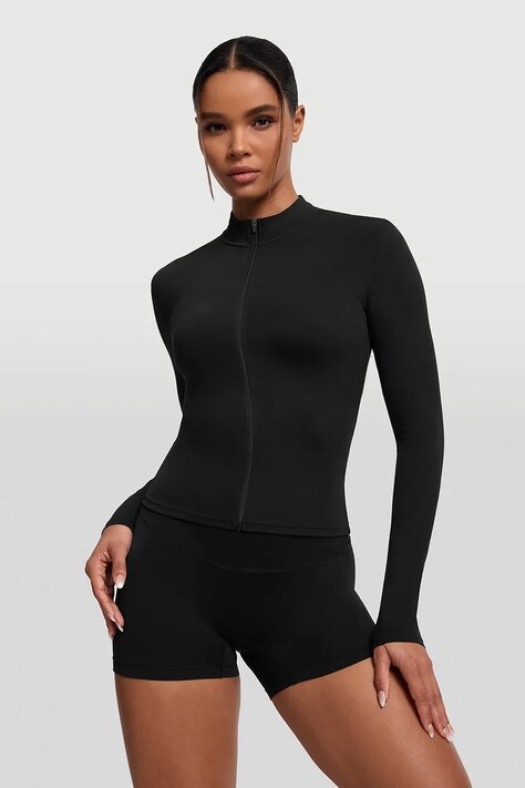 BetterMe Bluza sportowa damska Sleek Zip-Up czarna JCK00002